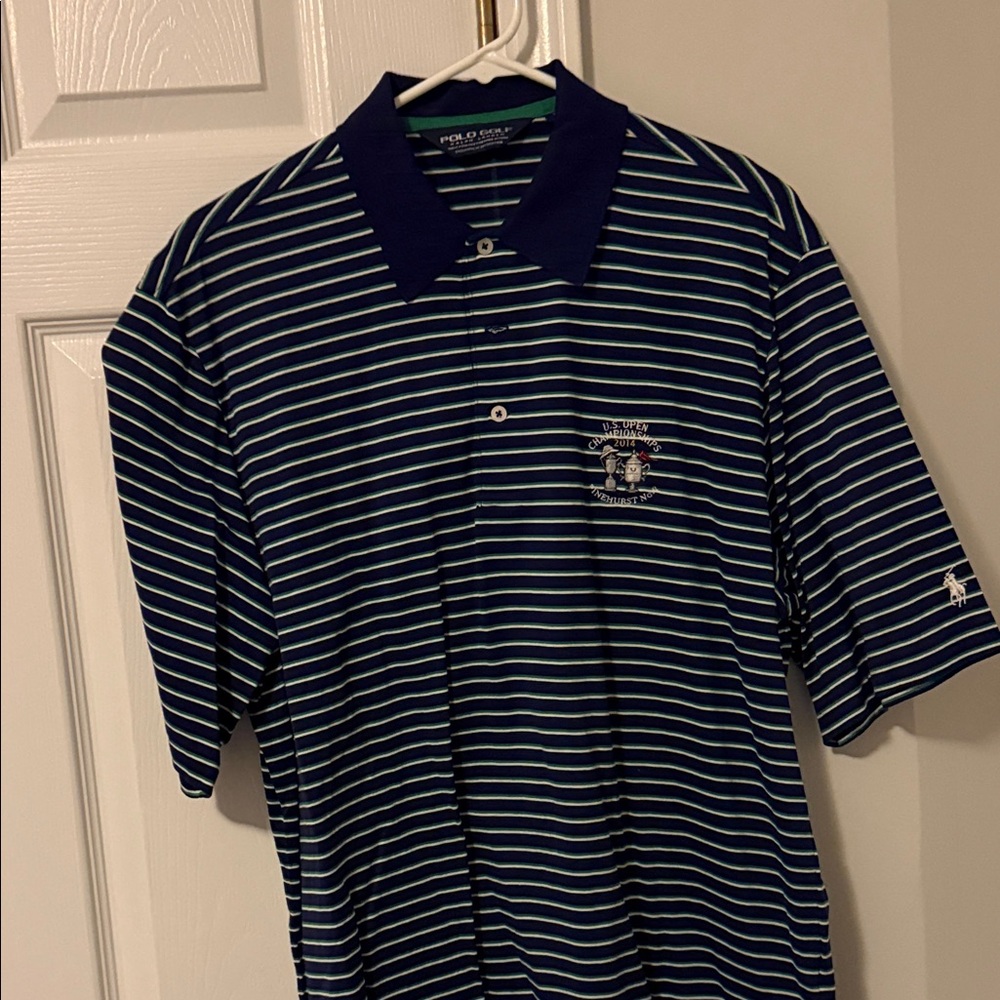 Polo by Ralph Lauren Men's Blue and White Striped Polo